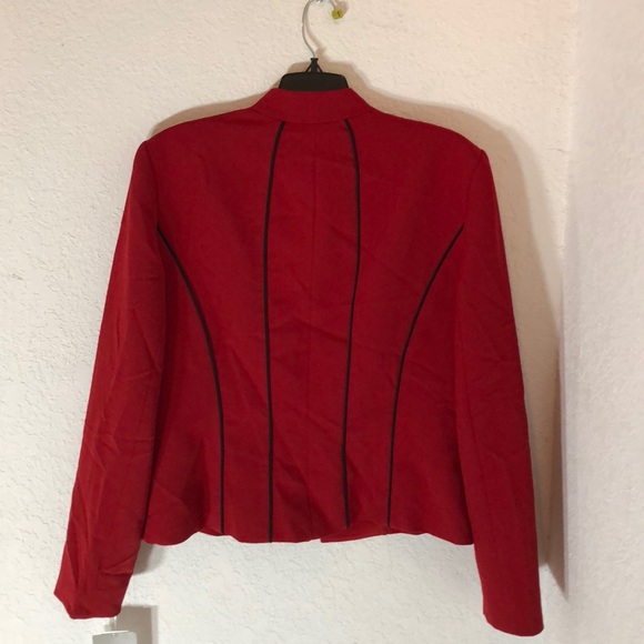 Kasper Women Crepe Zip Front Piped Trim Jacket - Picture 3 of 5